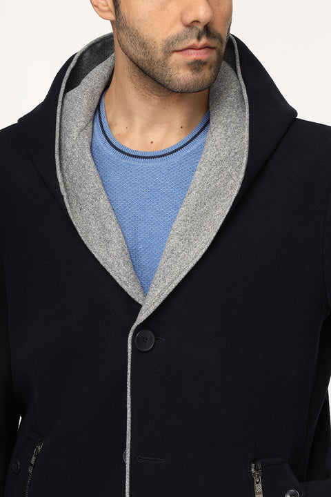 Regular Fit Coat Dark Blue