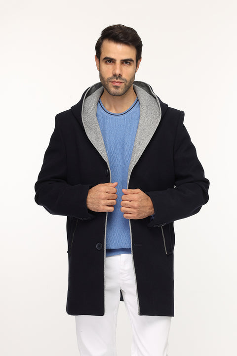 Regular Fit Coat Dark Blue