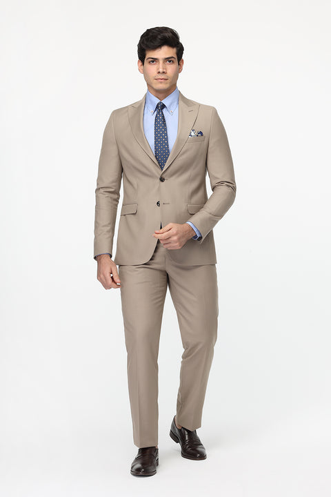 Slim Straight Fit Suit Beige