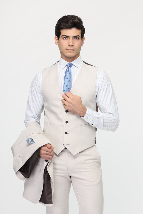 Slim Fit Suit Beige
