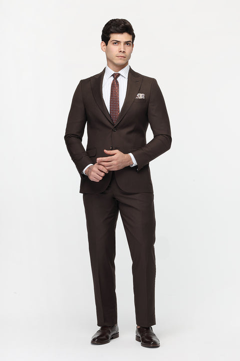 Slim Straight Fit Suit Brown