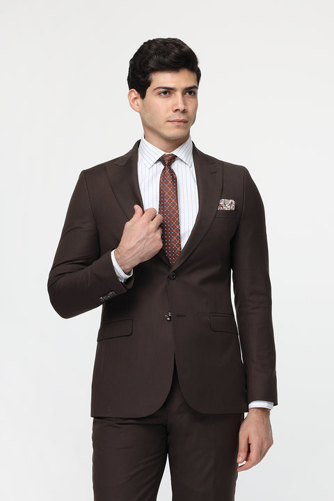 Slim Straight Fit Suit Brown