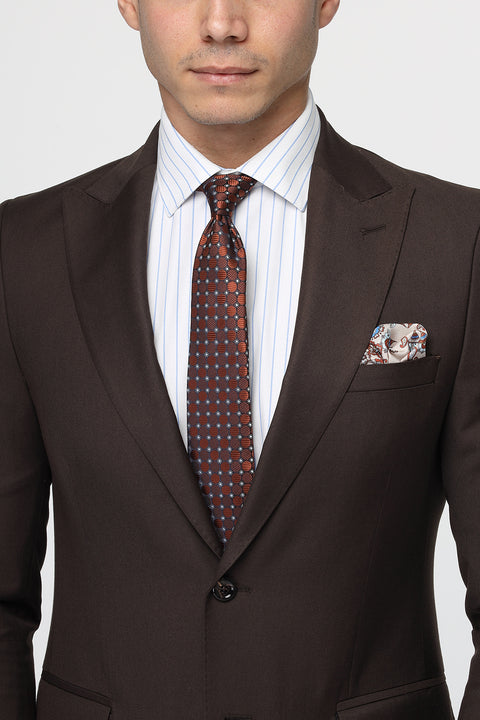 Slim Straight Fit Suit Brown