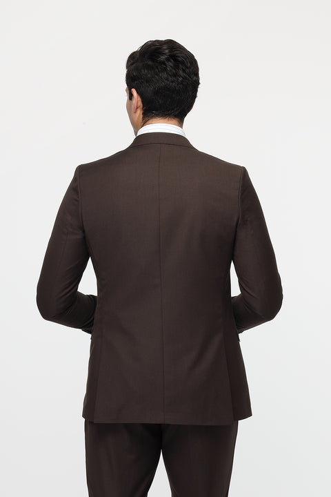 Slim Straight Fit Suit Brown
