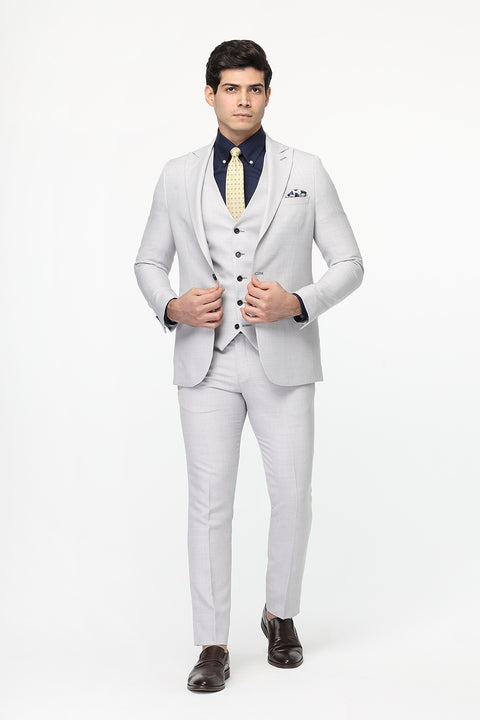 Slim Fit Suit Light Gray