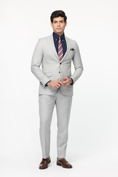 Slim Straight Fit Suit Light Gray