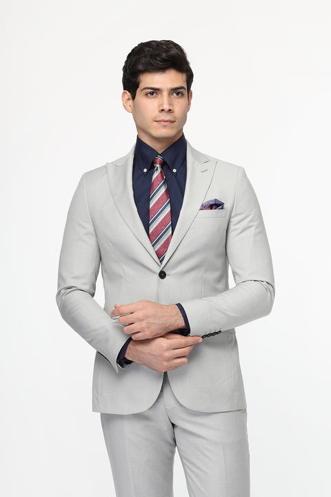 Slim Straight Fit Suit Light Gray