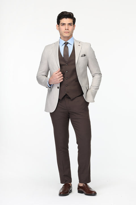 Slim Fit Suit Beige