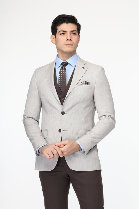 Slim Fit Suit Beige