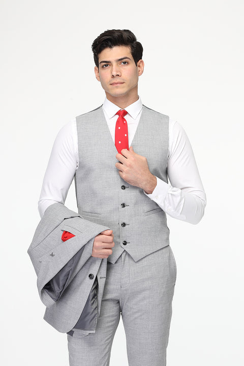 Slim Fit Suit Light Gray