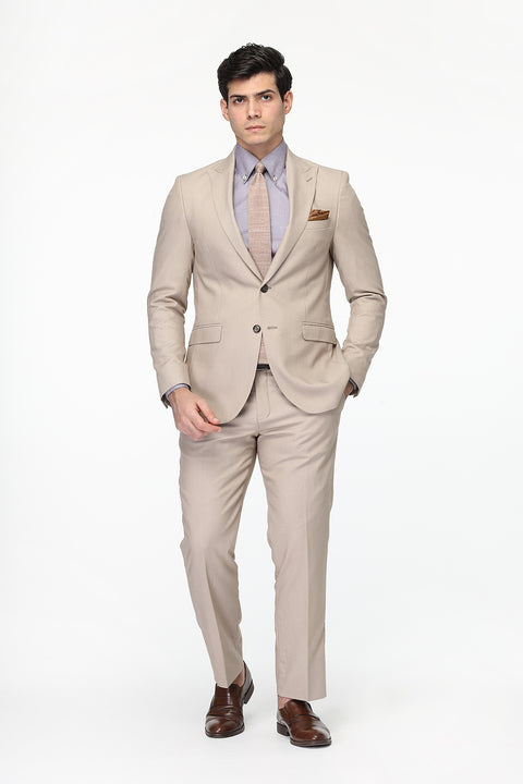 Slim Straight Fit Suit Beige