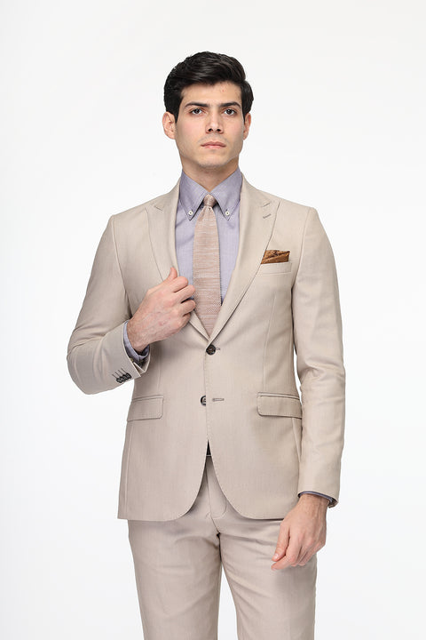 Slim Straight Fit Suit Beige