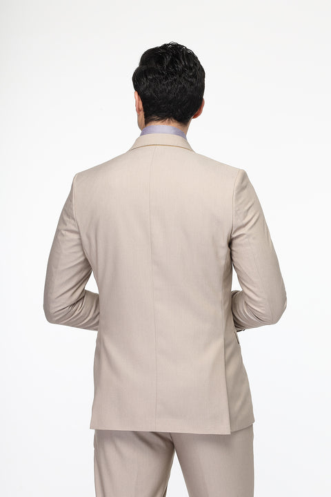 Slim Straight Fit Suit Beige