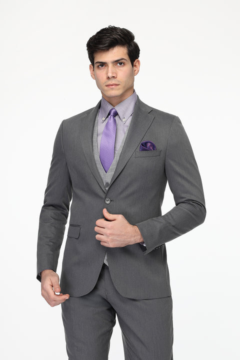 Slim Carrot Fit Suit Gray