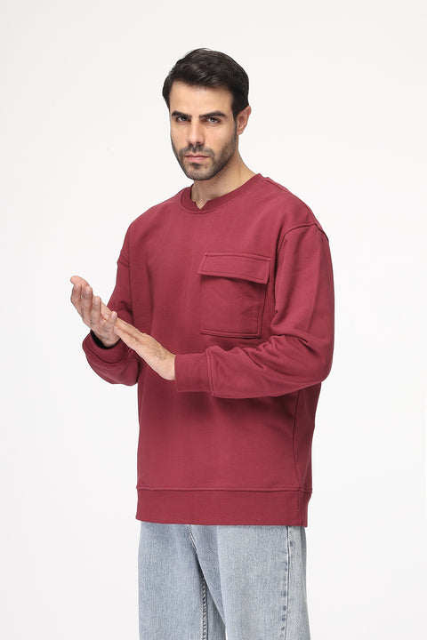 Over Size Sweat Shirt Maroon