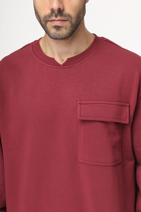 Over Size Sweat Shirt Maroon