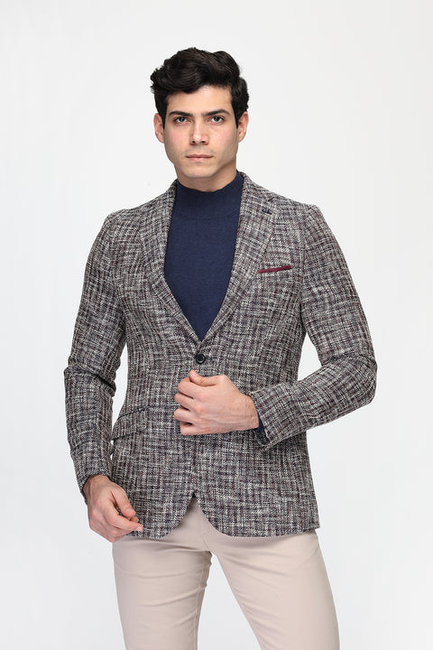 Slim Fit Blazer Maroon