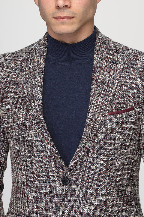 Slim Fit Blazer Maroon