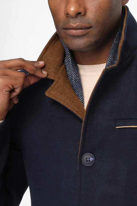 Regular Fit Coat Dark Blue