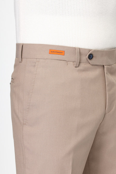 Slim Straight Fit Classic Pants Beige