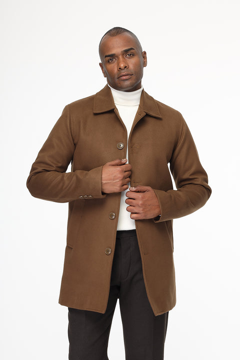 Regular Fit Coat Brown
