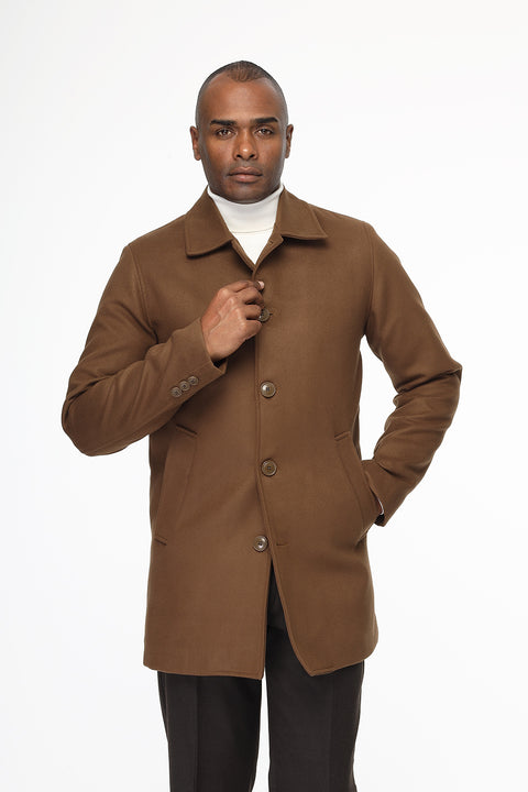 Regular Fit Coat Brown