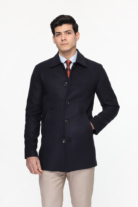 Regular Fit Coat Dark Blue