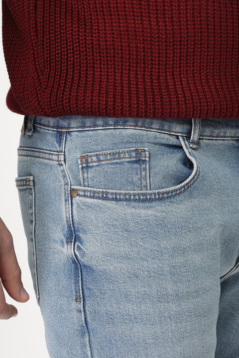 Slim Straight Fit Trousers Jeans Light Blue