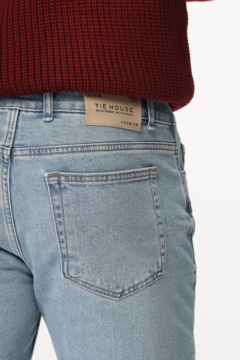 Slim Straight Fit Trousers Jeans Light Blue