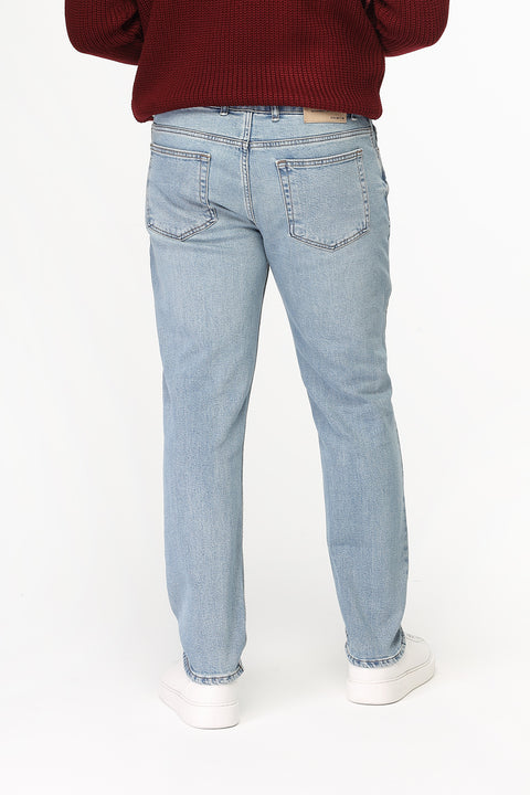 Slim Straight Fit Trousers Jeans Light Blue