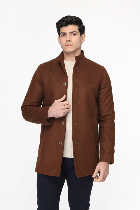 Regular Fit Coat Brown