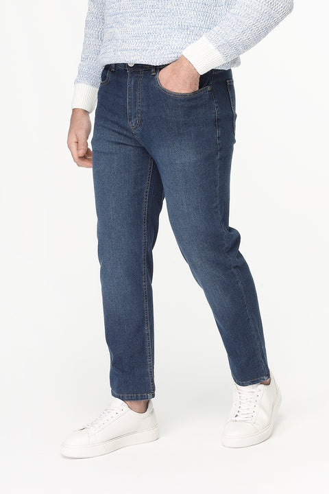 Slim Straight Fit Trousers Jeans Blue