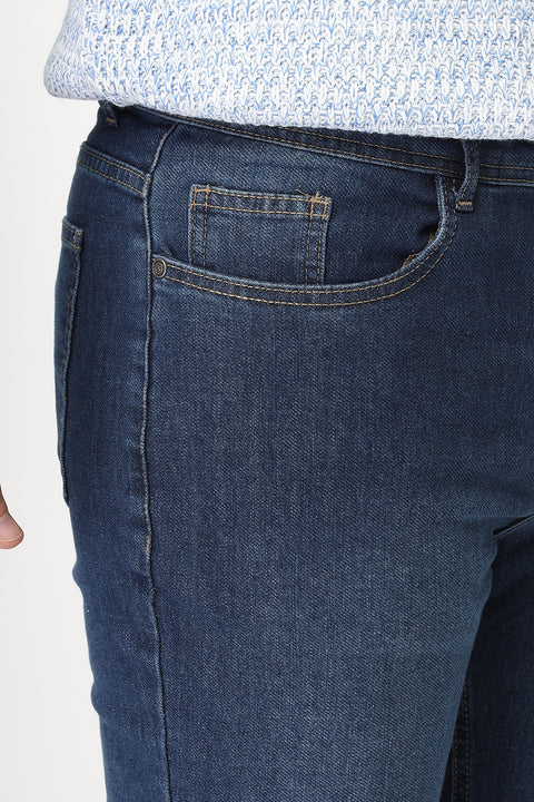 Slim Straight Fit Trousers Jeans Blue