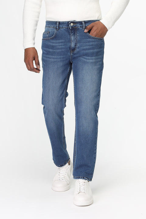 Slim Straight Fit Trousers Jeans Blue