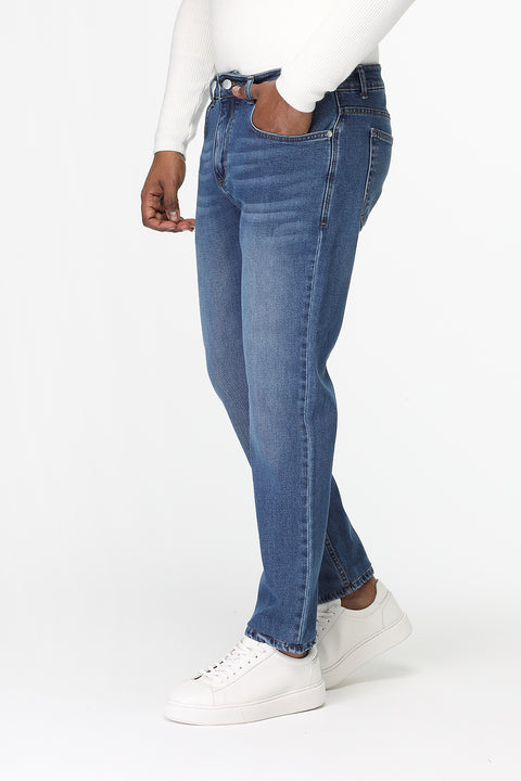 Slim Straight Fit Trousers Jeans Blue