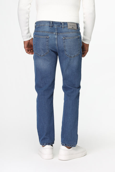 Slim Straight Fit Trousers Jeans Blue