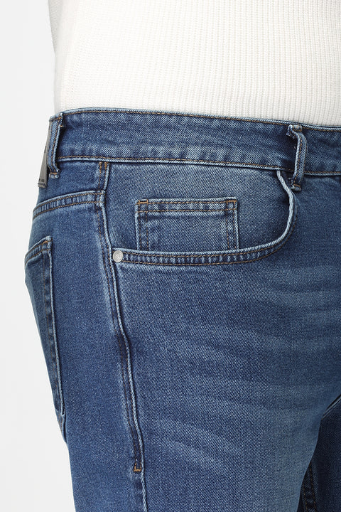 Slim Straight Fit Trousers Jeans Blue