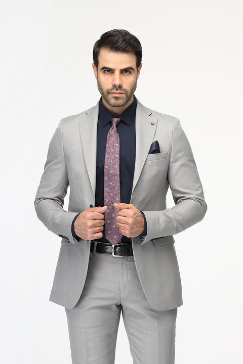Slim Fit Suit Light Gray