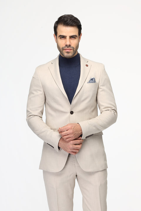 Slim Fit Suit Beige