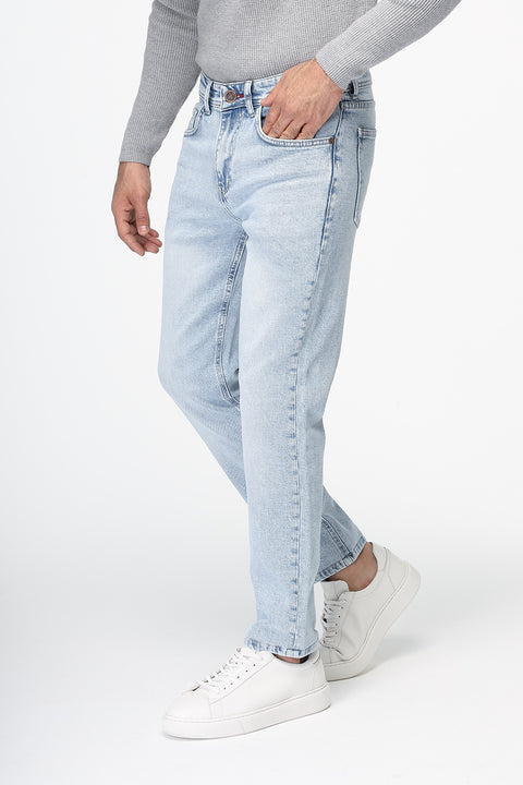 Slim Straight Fit Trousers Jeans Light Blue