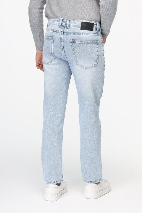 Slim Straight Fit Trousers Jeans Light Blue