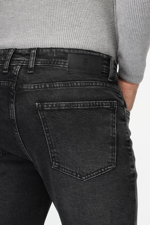 Slim Straight Fit Trousers Jeans Dark Gray