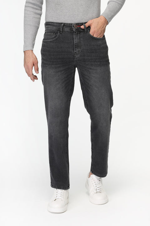 Slim Straight Fit Trousers Jeans Gray