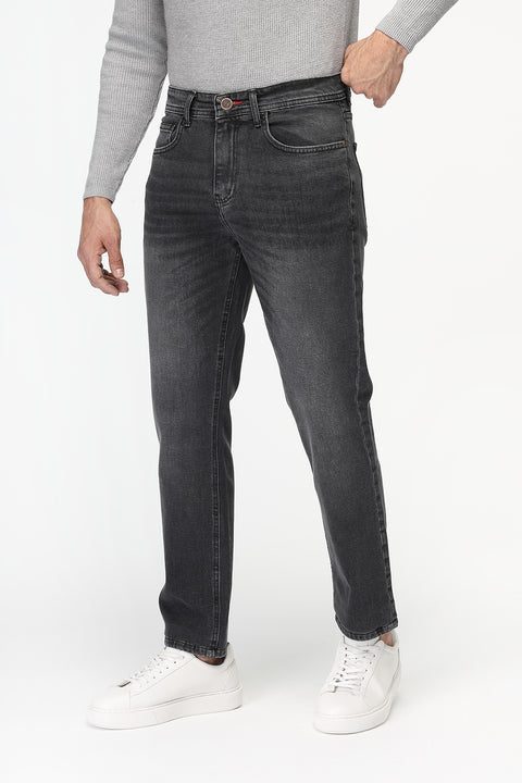 Slim Straight Fit Trousers Jeans Gray