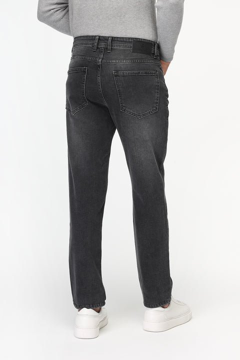 Slim Straight Fit Trousers Jeans Gray
