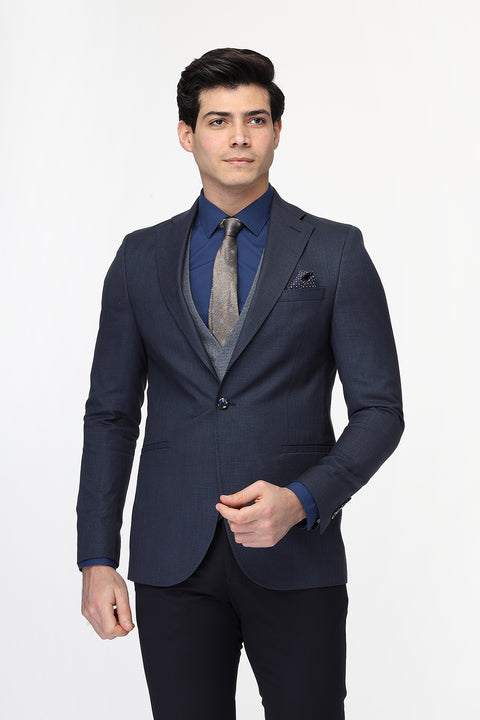 Slim Fit Suit Dark Blue