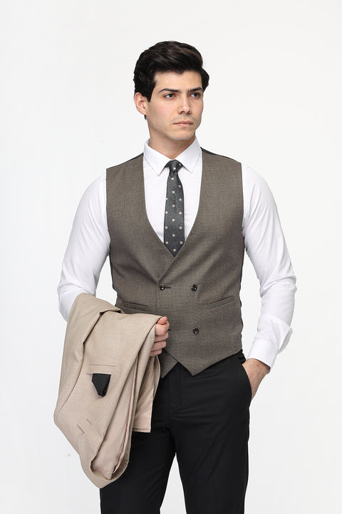 Slim Fit Suit Beige