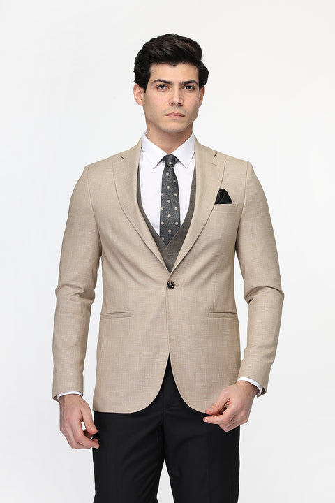 Slim Fit Suit Beige