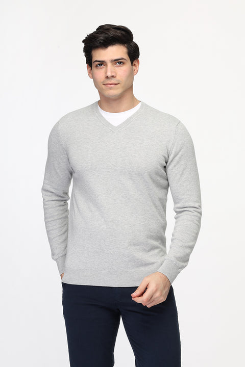 Regular Fit Pullover V Light Gray