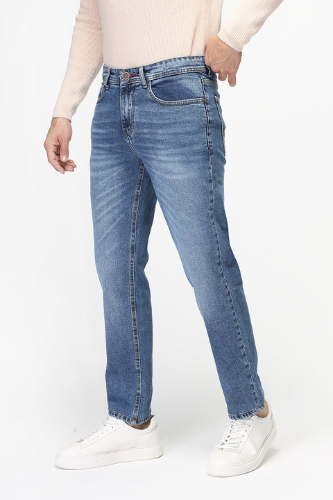 Slim Straight Fit Trousers Jeans Light Blue
